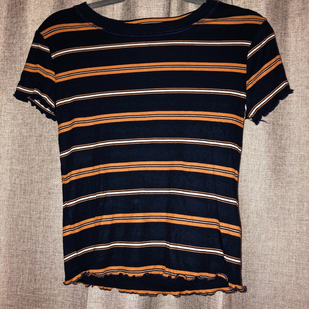 Striped t-shirt with ruffled ends
